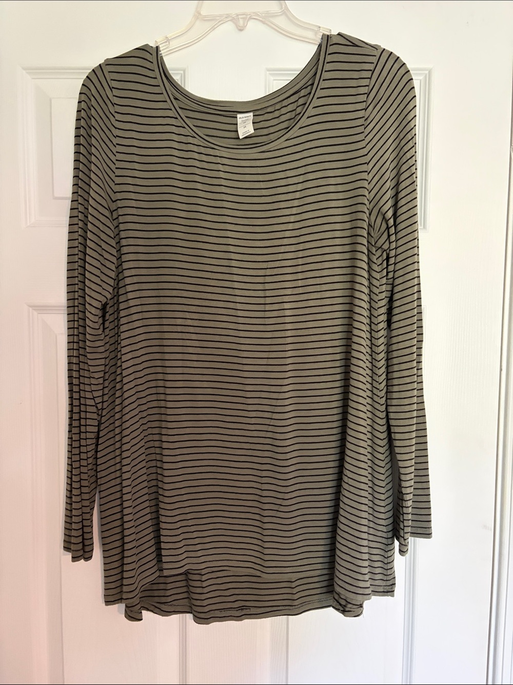 Old Navy Olive Stripe Long-Sleeve Women's Top